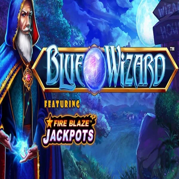 Blue Wizard Fire Blaze Jackpots slot visual from Rarestone Gaming available on jackpotcasino.com.pl