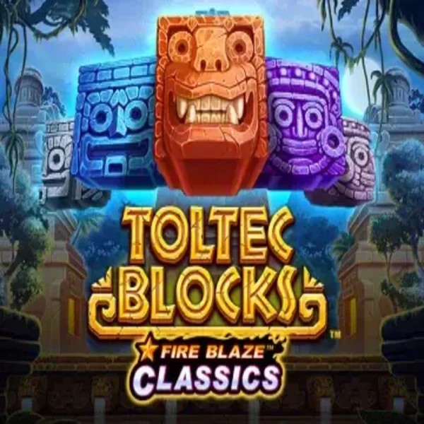 Fire Blaze: Toltec Blocks slot logo by Rarestone Gaming at Jackpot Casino